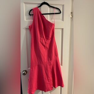 NWT Sam Edelman Cady One Shoulder Maxi Dress Size 12 HSM Hot Pink